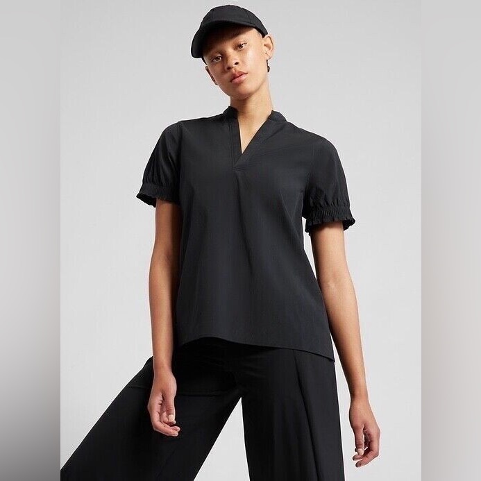 Athleta Classic Black Short Sleeve Blouse